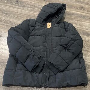 NWT Black Puffer Jacket with Hood